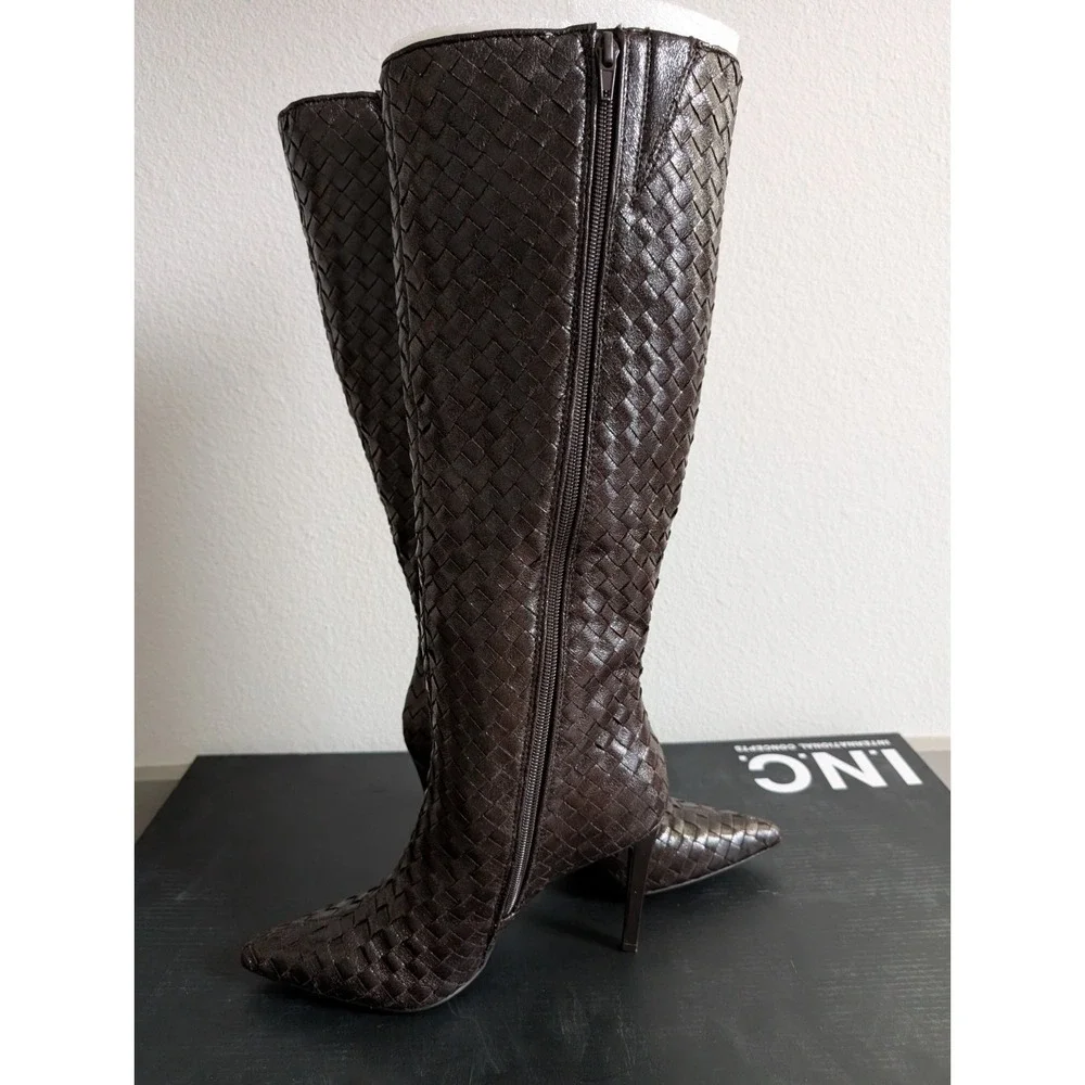 INC International Concepts Women Boots 8M Savonia Woven Knee High Stiletto Heel - Picture 6 of 11
